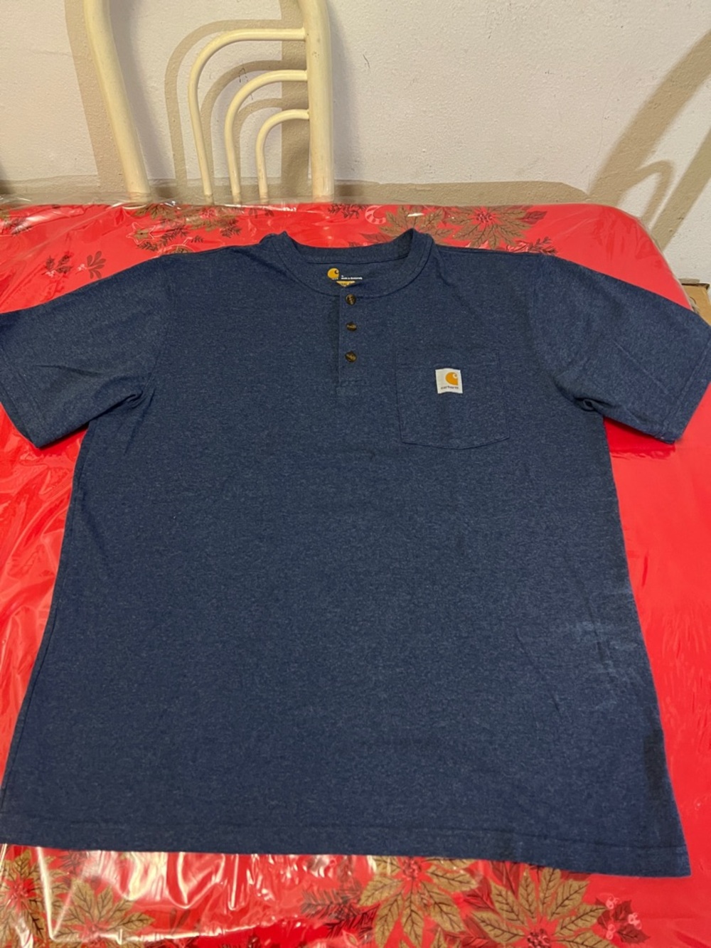 Carhartt Workwear Gray Henley Cotton Pocket Tee T-Shirt Men's Size Large